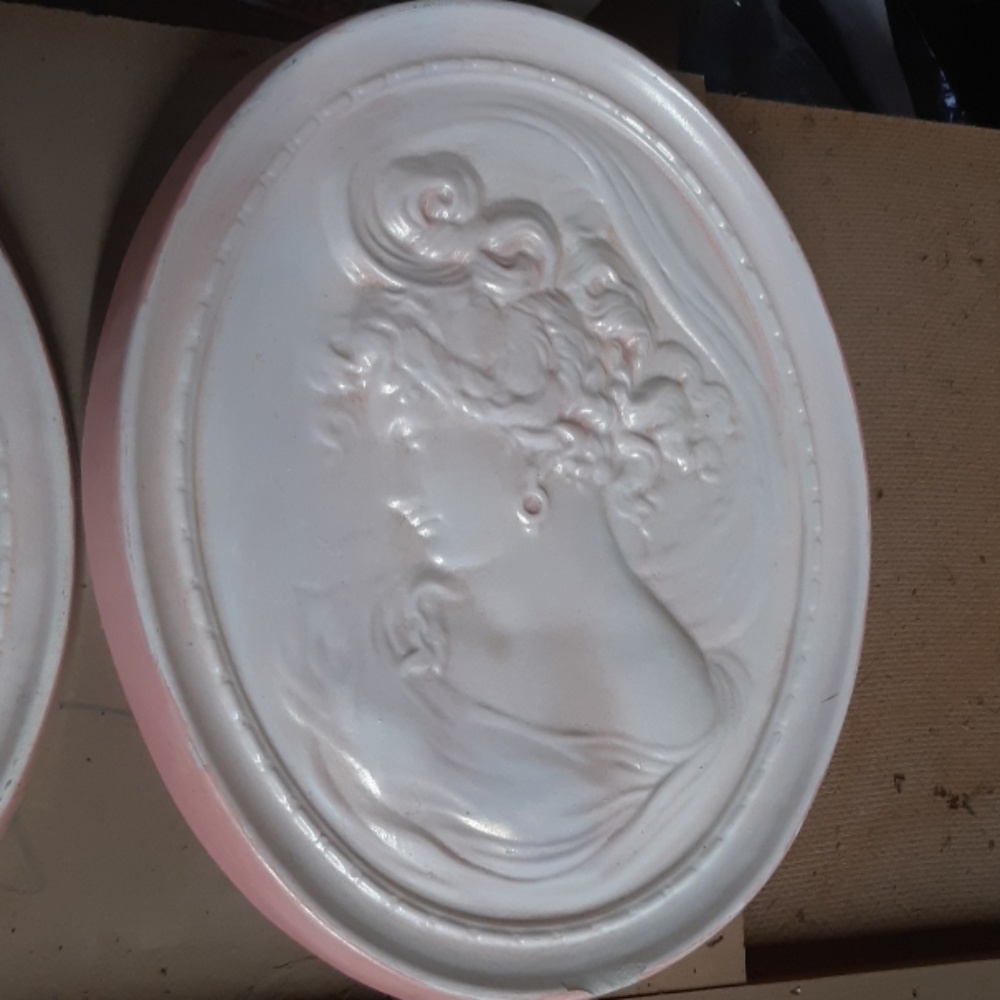 Goddess Victorian style Wall Hanging set Vintage pink Plaster Home Decor Oval - Picture 4 of 9
